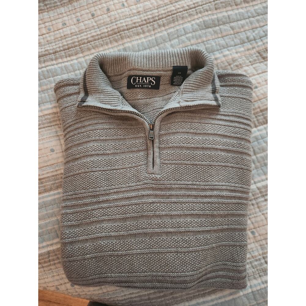 Beautiful vintage Chaps knit sweater Men's Large quarter zip